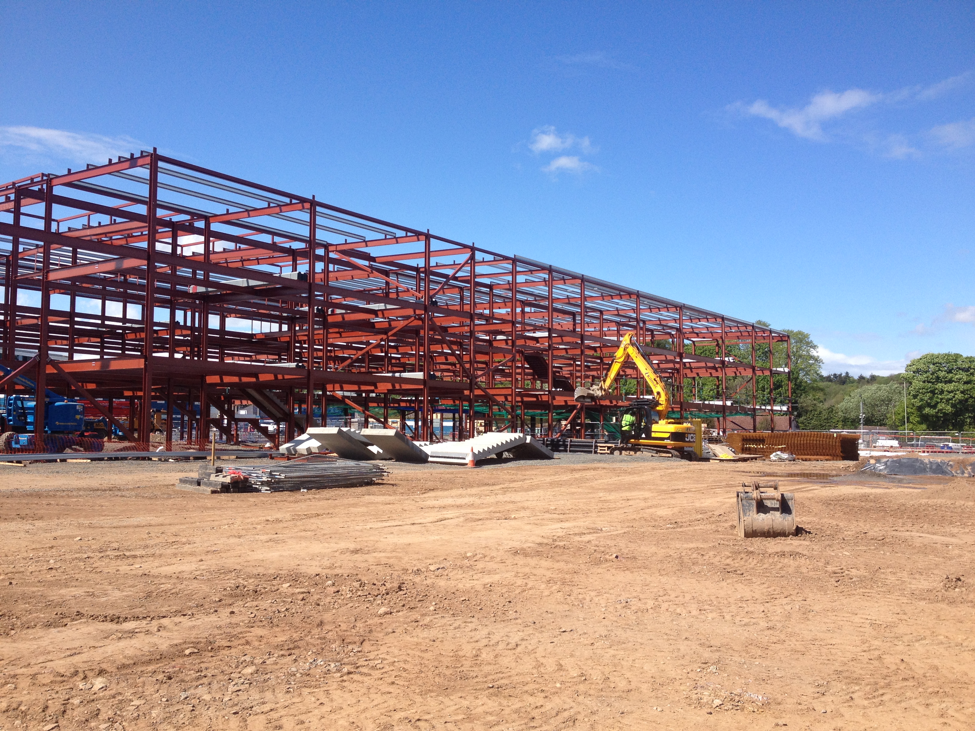The main building steel work is almost complete..