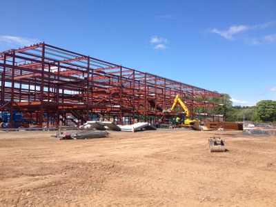 The main building steel work is almost complete..